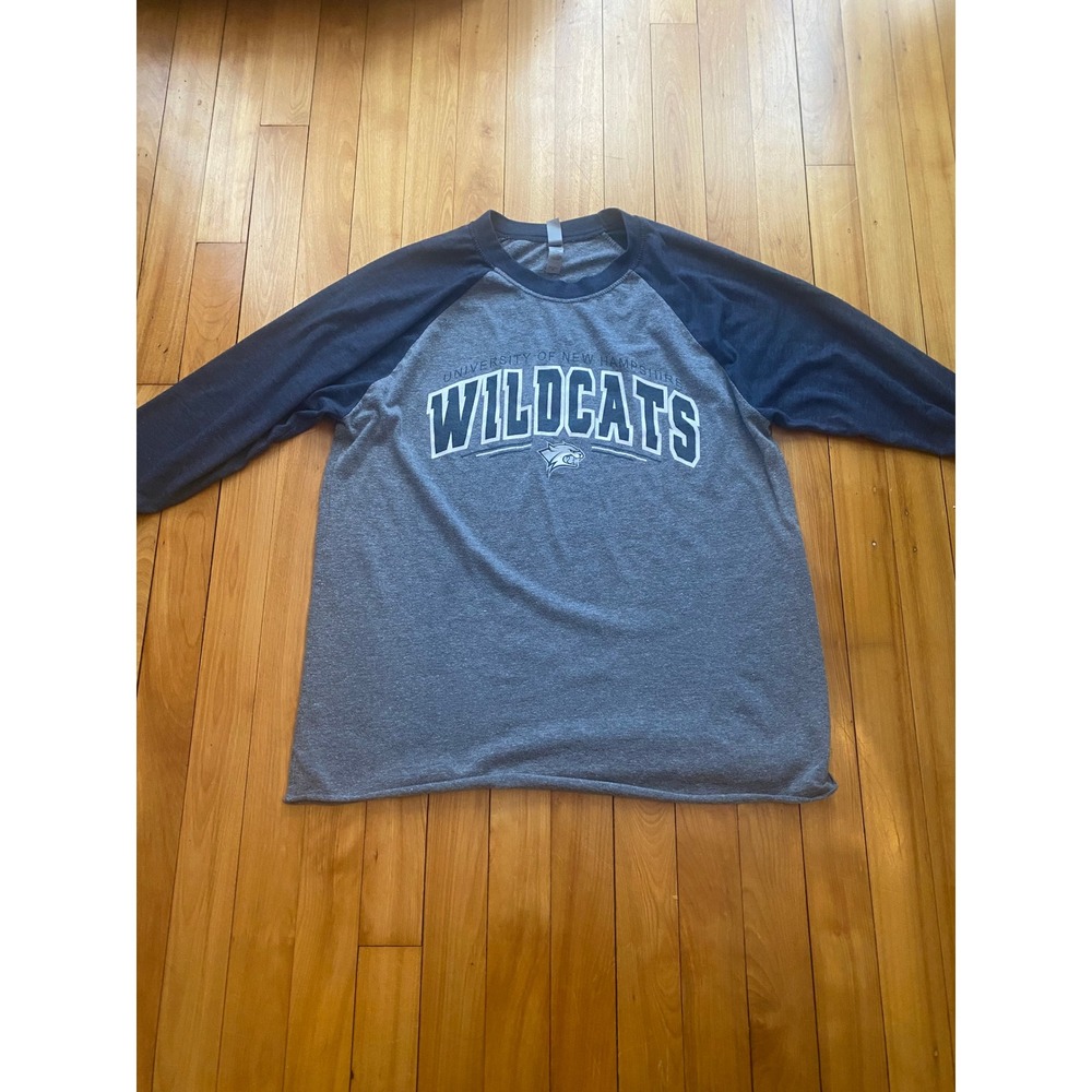 University of New Hampshire Wildcats Raglan Baseball T Shirt Men's Gray Navy M‎